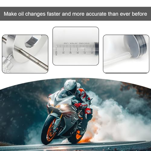 Image of Motorcycle Fork Oil Level Tool, Motorcycle Suspension Oil Level Adjuster Gauge Tool with Adjustable Ring, 60ml Syringe Professional Fork Oil Adjuster Kit for Maintenance