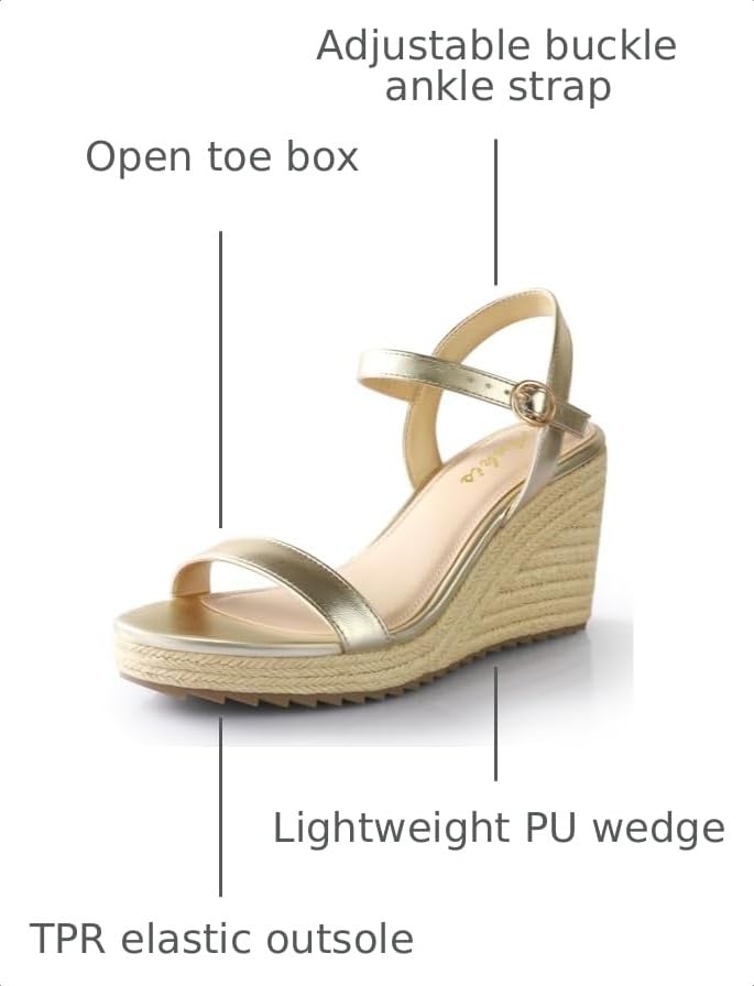 Image of Ankis Platform Wedge Sandals for Women, Black Brown White Nude Espadrille Womens Wedge Sandals Comfortable Open Toe Ankle Strap High Heel Wedges for Women Dressy Summer -3.4Inch