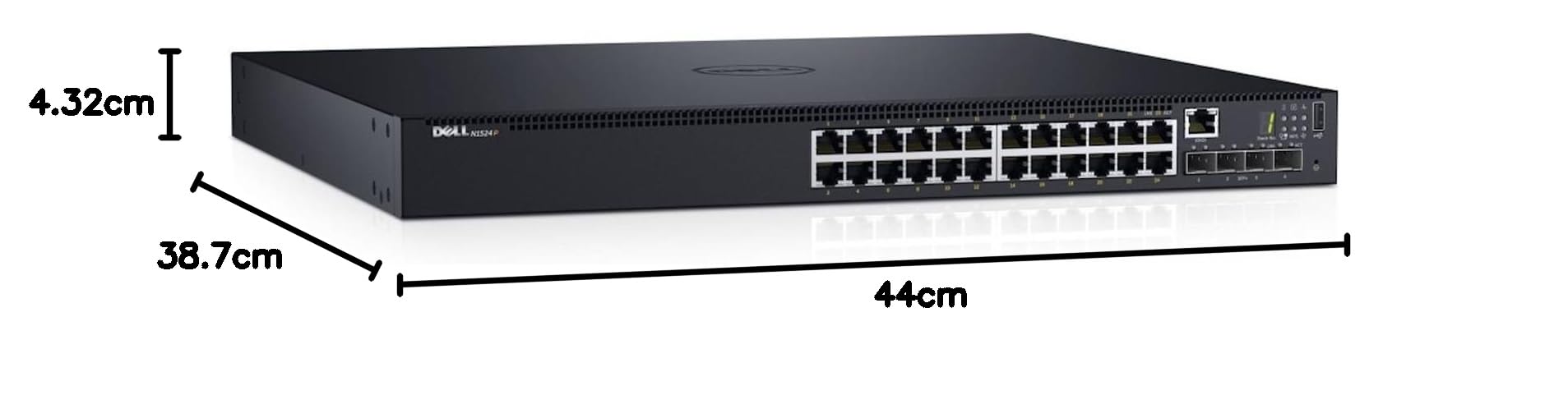 DELL N1524P Géré L3 Gigabit Ethernet (10/100/1000) Connexion Ethernet, supportant l'alimentation Via ce Port (PoE) 1U Noir
