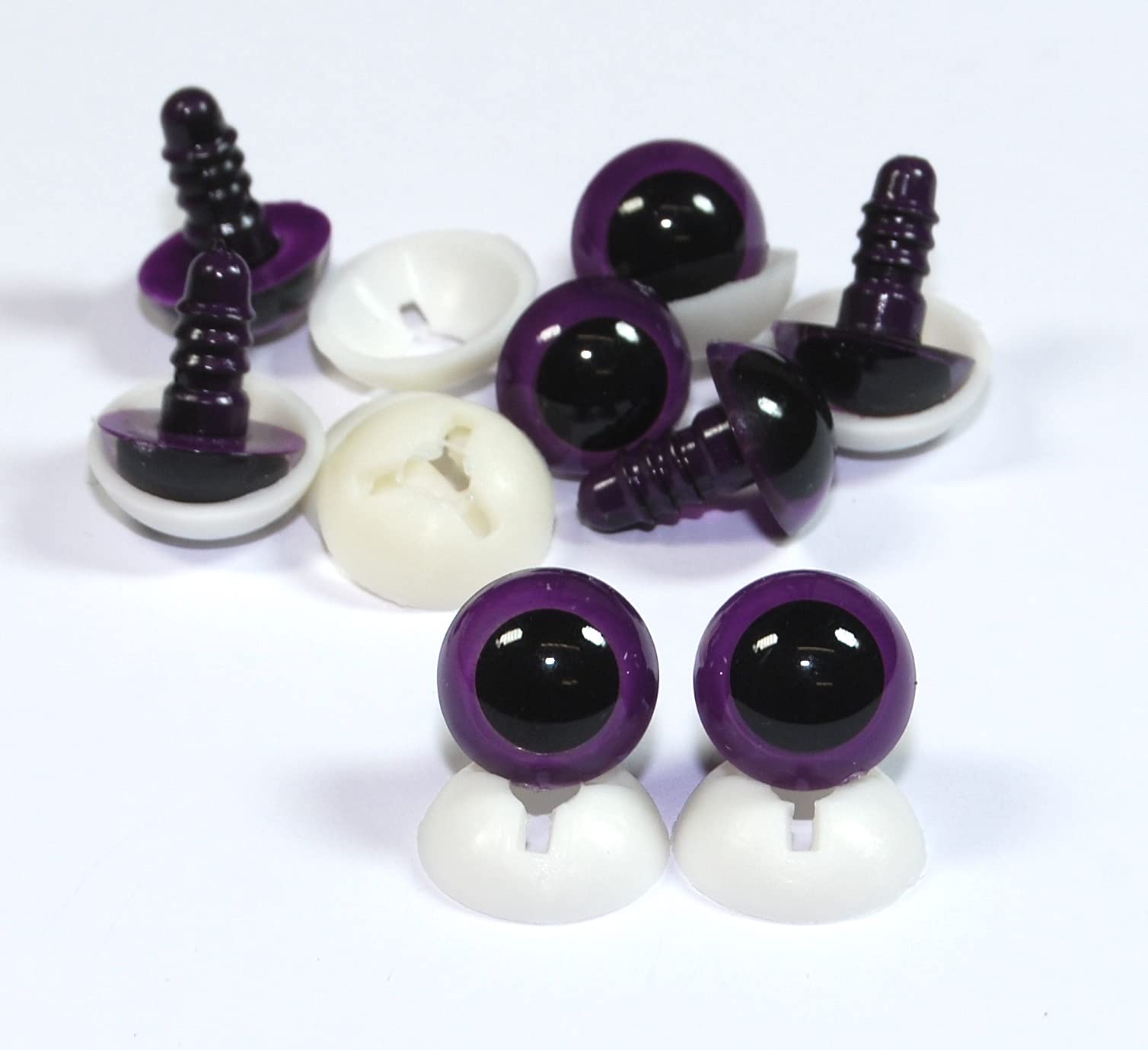 celloexpress 15mm Purple Eyes with Plastic Backs - Safety Eyes for Soft Toy or Teddy Bear Making - Pack of 4 Pairs