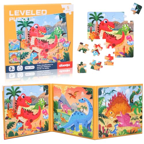 Dncvb 97 Pieces Magnetic Jigsaw Puzzles for Kids Magnetic Travel Puzzles Games, 3 in 1 Magnetic Puzzle
