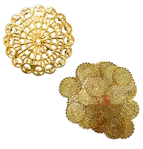 Image of Premium Golden Metal Charms Filigree Connectors for Craft and Jewellery Making Accessories DIY