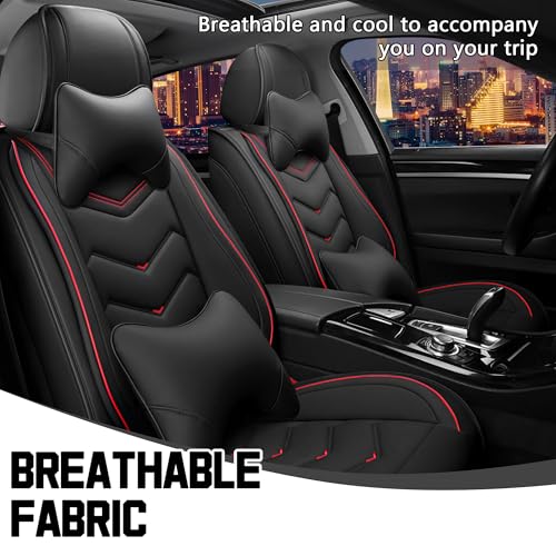 Image of CTDS Car Seat Covers for VW Tiguan 2009-2026, Stylish Sport Seat Cover, Premium Nappa Leather Car Seat Cover. Automobile Seat Covers Sets.(Luxury 2 Seats /Black)