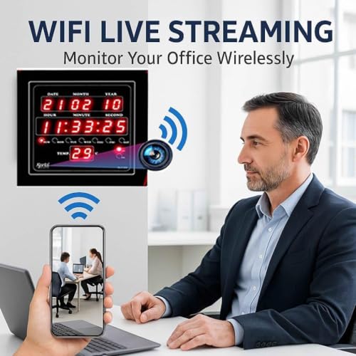 Image of Smart Digital Spy Wall Clock 4K Security Camera WiFi Enabled IP Cam for Home Office Showroom SD Card Support Upto 128GB,32GB SD Card inbuilt