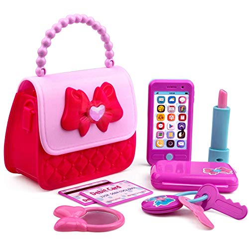 Playkidiz- Jeu de Simulation de Jouets avec Accessoires Cool Girl, Comprend Un Téléphone et Un Sac avec Lumières et Son. Princesse Mon Premier Main Enfants de 8 Pièces, 3092,,