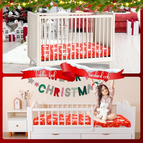 Image of UOMNY Santa Claus Crib Sheet Christmas Fitted Crib Sheets Baby Sheet for Standard Crib and Toddler Mattresses Nursery Bedding Sheet Crib Mattress Sheets for Boys and Girls 1 Pack Space Toddler