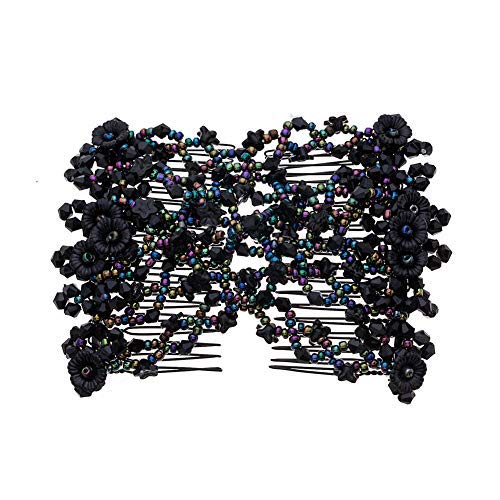 LOVEF 3pcs Elastic Double Hair Comb Clips - Stretchy Fashion Magic Hairpins, Headbands for Stylish Hairstyles