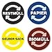 deformaze Sticker Set RESTMÜLL PAPIER GELBER SACK BIOMÜLL Aufkleber Mülltonne Mülleimer Recycling Abfall Mülltrennung Wertstoffkennzeichnung UV Wetterfest 9cm