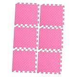 iplusmile 6 Pezzi Tappetino per Giocare Tappetino in Schiuma Ad Incastro Imbottito Piastrelle di Moquette in Schiuma Tappeto da Gioco in Schiuma Tappetino Puzzle Pastiglie Casa Rosa
