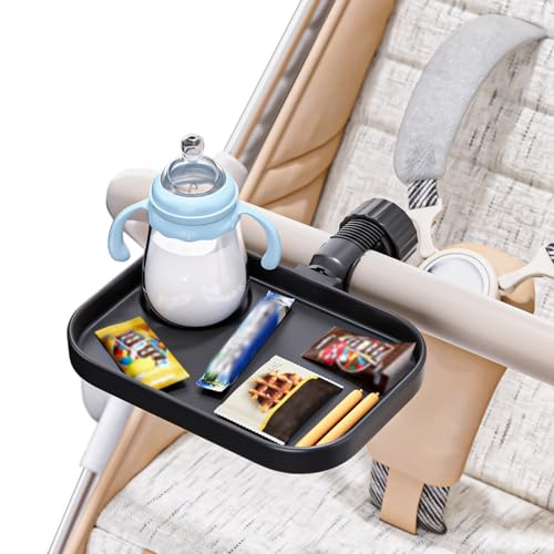 KDD Universal Bandeja de bocadillos Cochecito, 2-1 Bandeja para Cochecito con Portavasos, Accesorio para Bandeja Organizadora, Compatible con Carrito de la Compra Uppababy, Baby Jogger, Britax, Bob