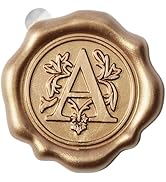 Antique Gold Initial Alphabet Adhesive Wax Seal Stickers - Pack of 50 - Letter Wax Seals for Than...