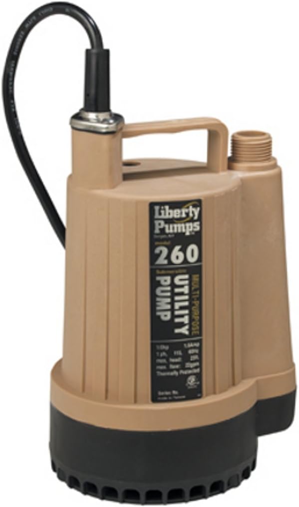 Liberty Pumps 260 Discharge Submersible Utility Pump, Brown/Black, 3/4"