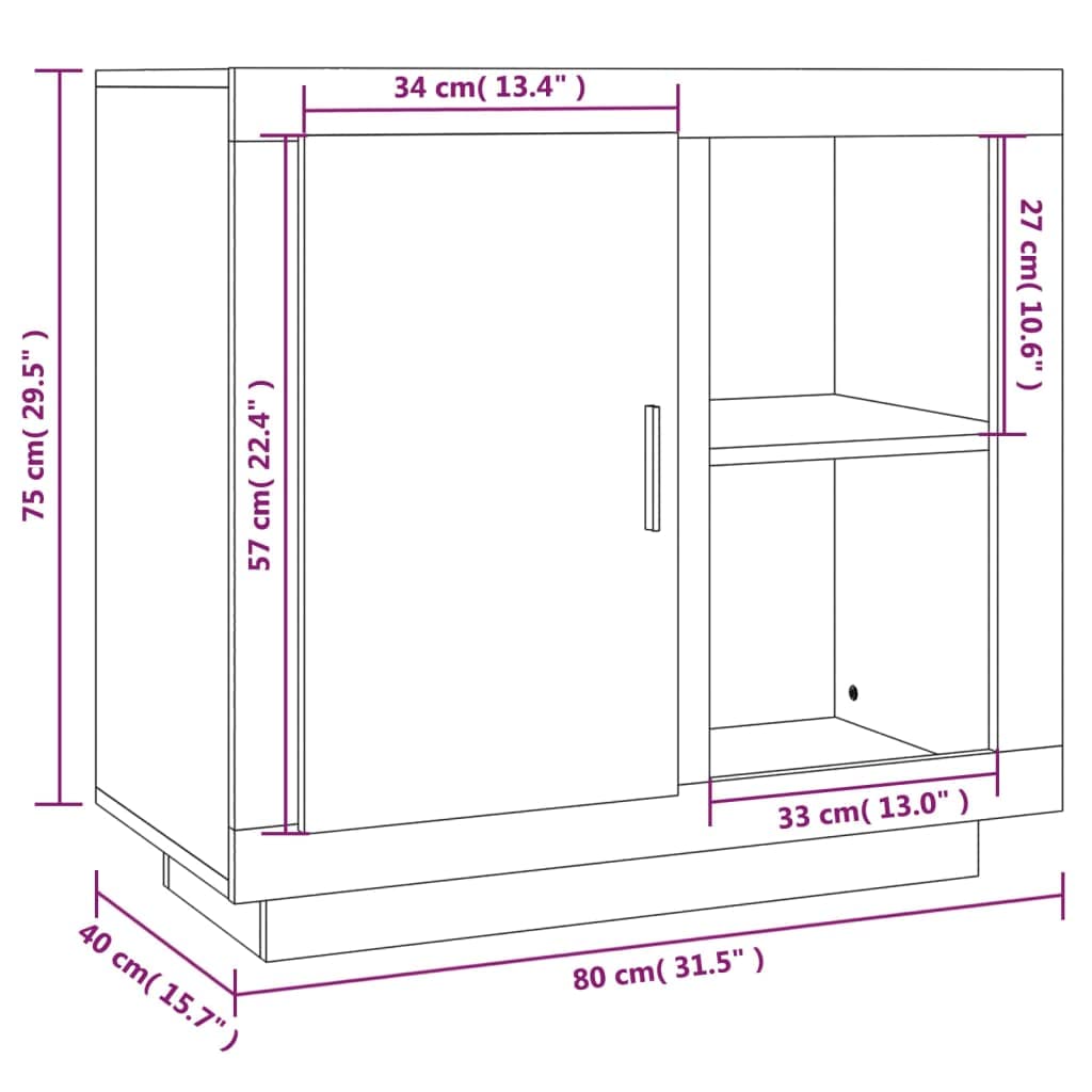 Generico Credenza Grigio Sonoma 80x40x75 cm,Armadietti e portaoggetti,Buffet e credenze-817238