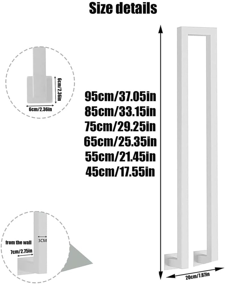 Indoor U Shaped Stair Railing Adjustable Height 35 110cm White Exterior Rail for Outdoor Steps Garden & House Entrance 95cm/37.05in High Safety Railing.