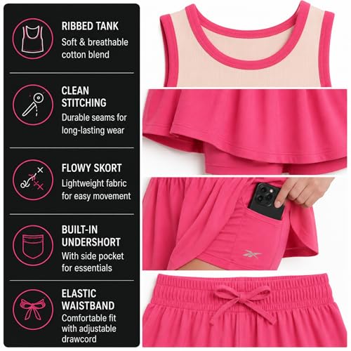 Image of Reebok Girls 2-Piece Short Set - Sleeveless Tank Top & Butterfly Shorts