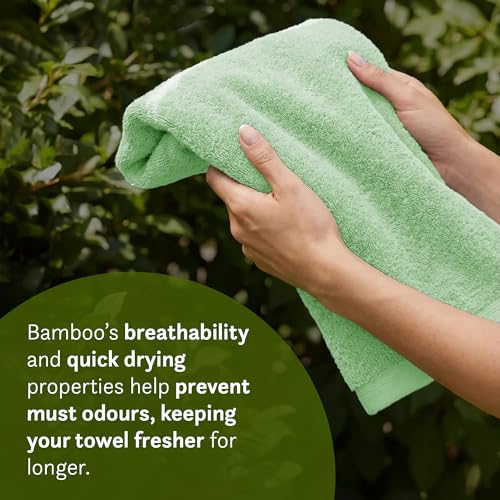 Image of MYTRIDENT Cotton Bamboo Towels for Bath Large Size | Soft & Absorbent | Anti-Microbial & Anti-Odour | 450 GSM | 1 Piece Bath Towel for Men /Women - Sage Green