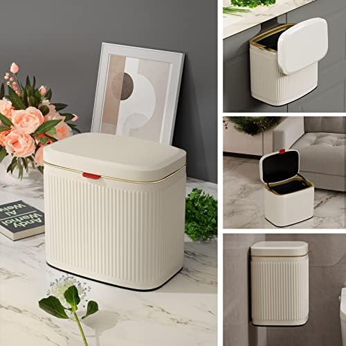 SXDLED Hanging Kitchen Trash Can with Lid, 1.05 Gal Stainless Steel Garbage Can Bathroom Trash Can Indoor Compost Bin for Counter Top, Wall-Mounted, Under Sink or Floor