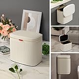 SXDLED Hanging Kitchen Trash Can with Lid, 1.05 Gal Stainless Steel Garbage Can Bathroom Trash Can I