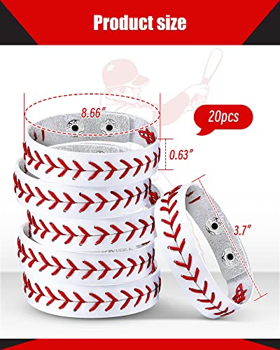 retrowavy genuine leather baseball bracelet - unisex wristband for men women ideal gift for baseball players and sports teams