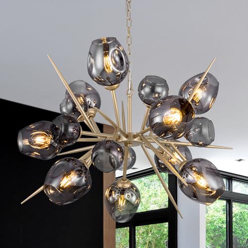 TOCHIC Chandelier for Dining Room,9 Lights Sputnik Ceiling Light Fixture,Modern