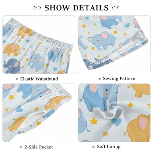 ALAZA Cute Elephant Love Star Pajama Shorts Sleep Shorts Pant Lounge Pajama Bottoms Elastic Waist with Pockets3