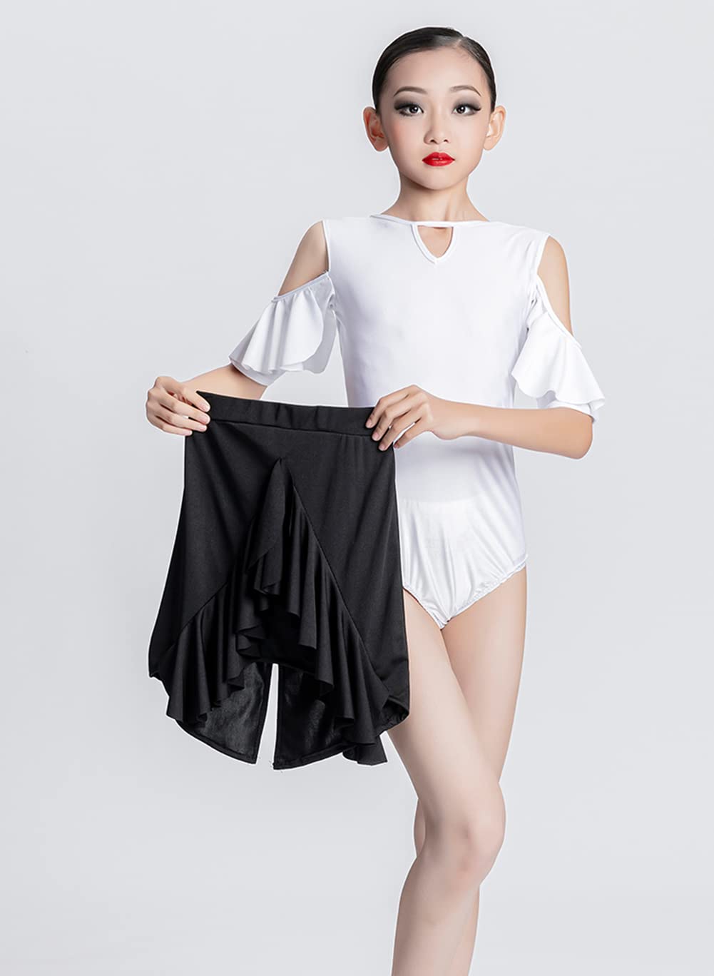 Dziewczyna z rozcięciem sukienka do tańca latynoskiego dziecięca praktyka ubrania ubrania tańca Rumba Samba balet Tango motyle rękawy Performancecostume