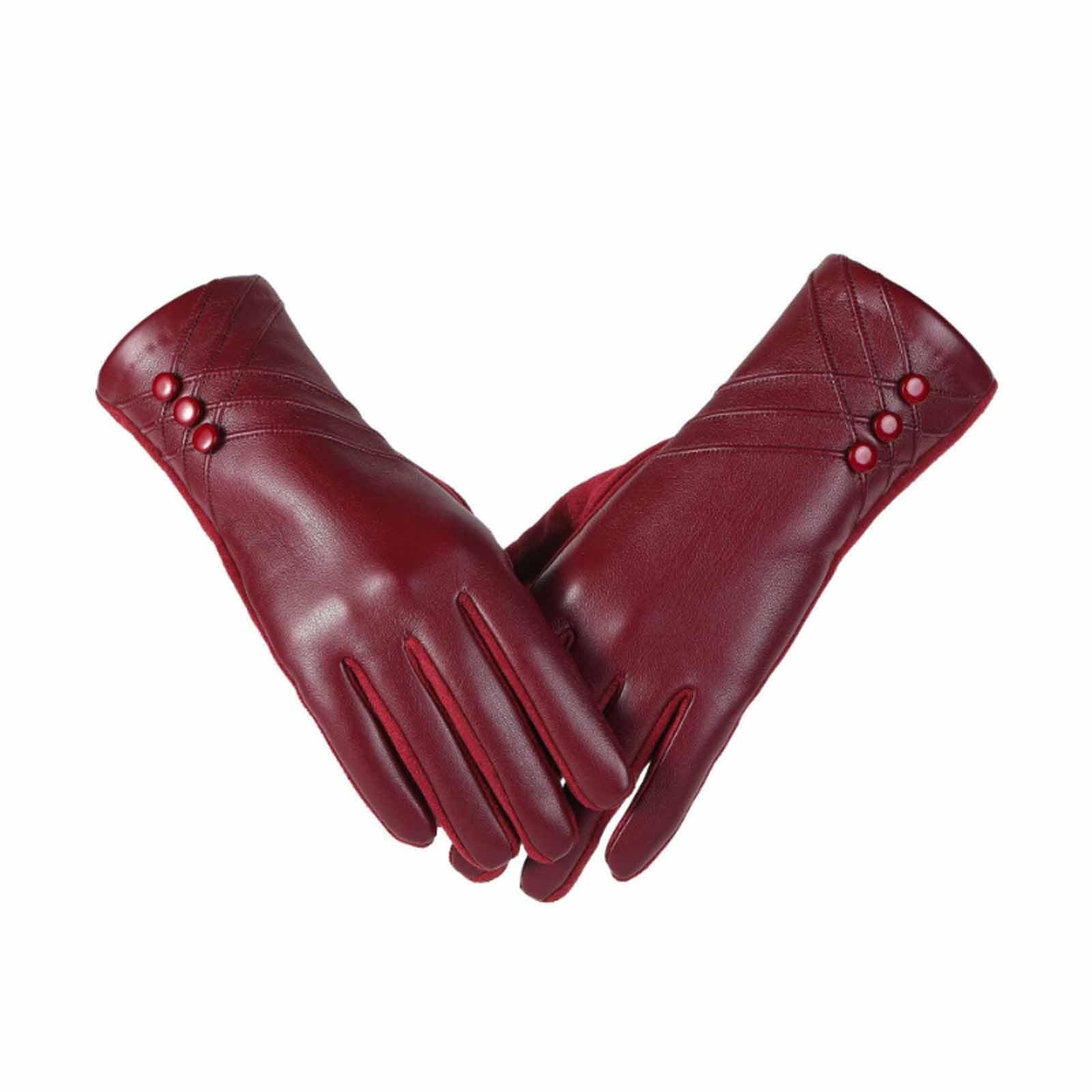 Winter Leather Gloves for Women Touchscreen Texting Gloves Wool Fleece Lined Driving Glove Windproof Cycling Glove