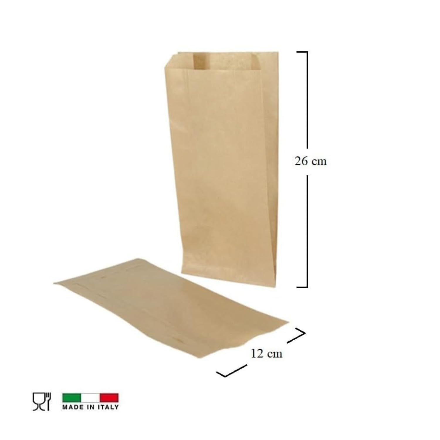 Palucart® 1000 Sacchetti di carta per alimenti colore Avana, misura 12x26 cm, buste in carta kraft per Trasporto di Cibi e Oggetti - M