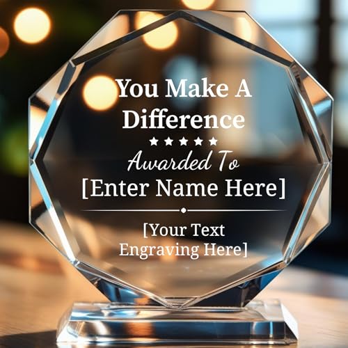 Image of Personalized Crystal Trophy Award - Custom Awards and Trophies for Employees, Coworkers, Boss - Retirement, Farewell, Appreciation, Recognition Gifts - Custom Plaques