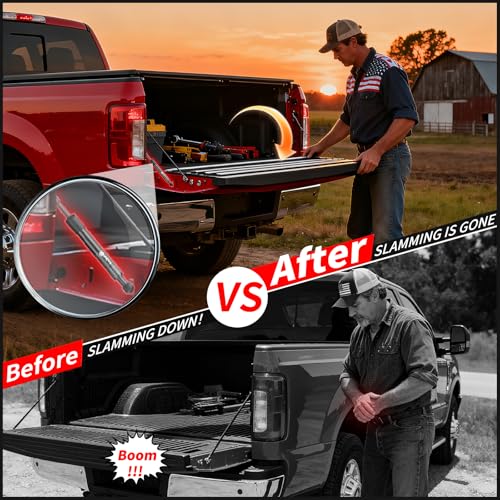 Image of IAQWE Truck Tailgate Assist Shock for Toyota Tundra 2007-2021, Slow Close Pickup Damper Strut Kit with All Tools Included - Drop Control Solution Accessories