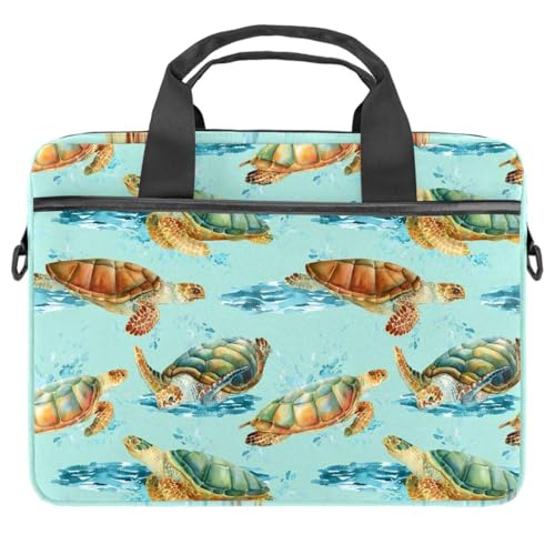 Maletín bandolera para laptop de 13 a 14.5 pulgadas con diseño de tortuga marina multicolor