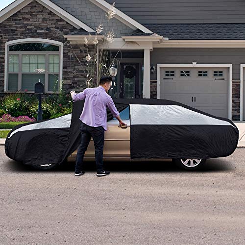 Titan Jet Black Poly 210T Car Cover For Sedans 186-202". Waterproof, Uv Protection, Scratch Resistant, Driver-Side Zippered Opening. Fits Camry, Accord And More. #TOP7