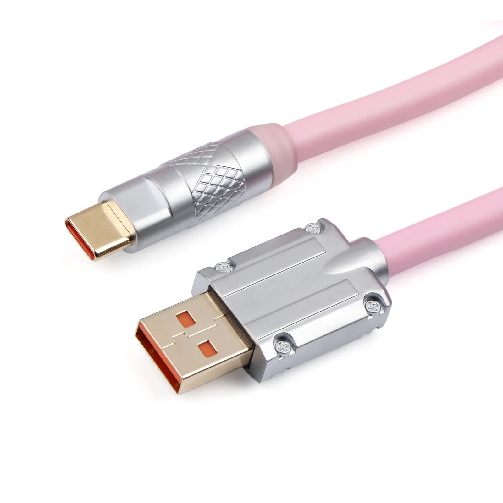 EPOMAKER Puff Aviator Coiled - Cavo a spirale per tastiera da gioco meccanica, connettore stile Aviation rimovibile tipo C, per Mac/Win/Gamer, rosa (Puff Pink)