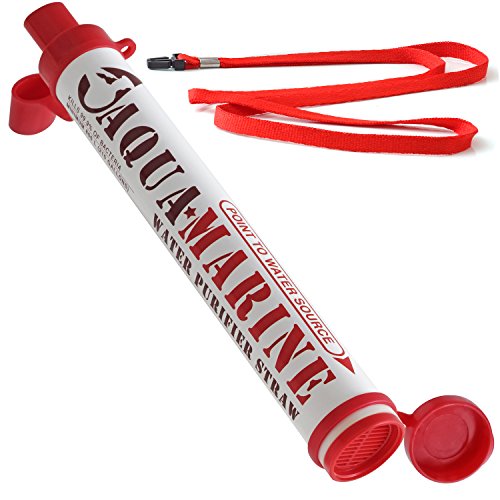 OxGord Aqua Marine Personal Water Filter Straw for Survival Kit and Emergency Gear - 2 Pack