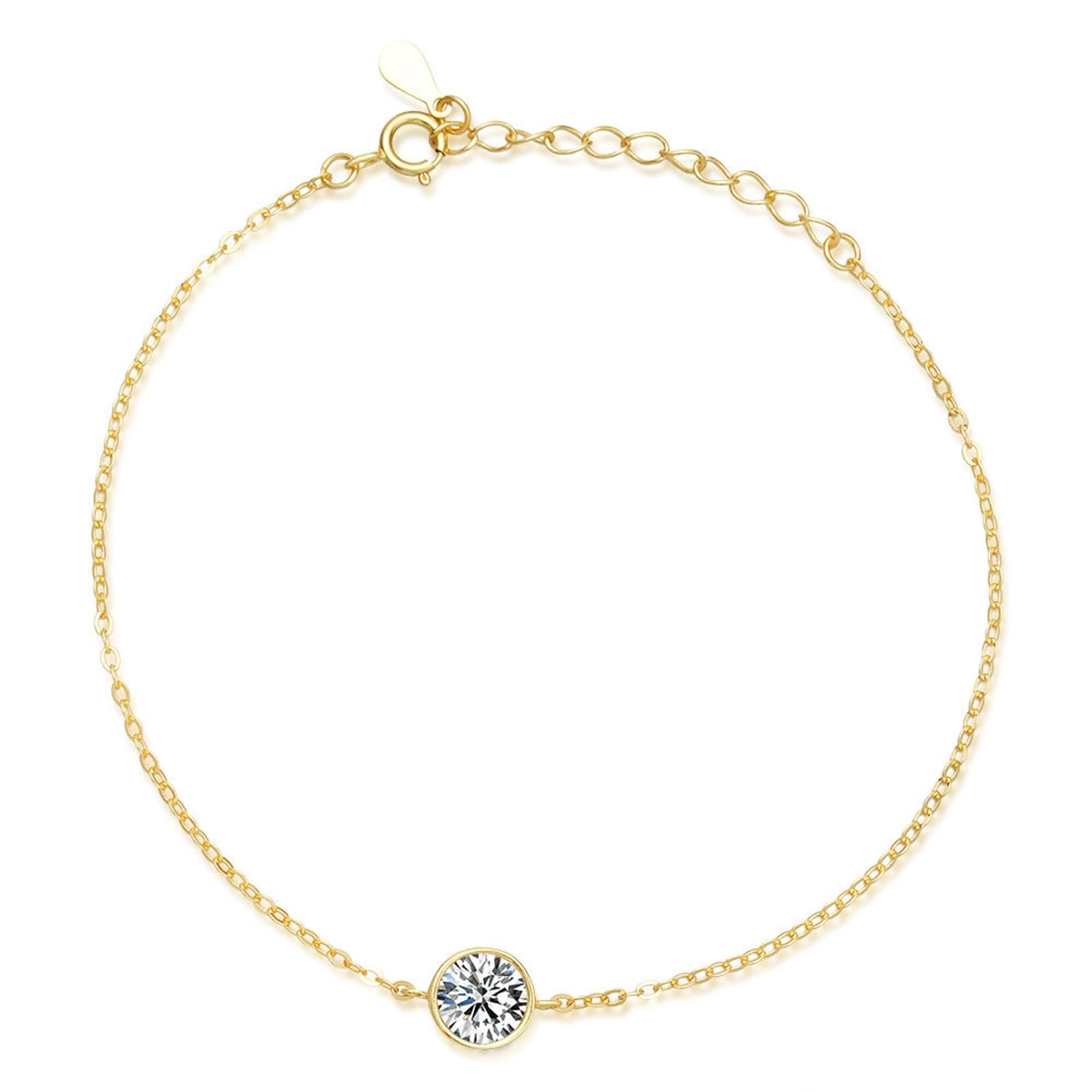 Pulseras de mujer de oro Au 375/585/750, clásico brazalete pequeño para mujer con laboratorio creado con diamante de joyería auténtica, brazalete de oro amarillo de 9 K/14 K/18 K