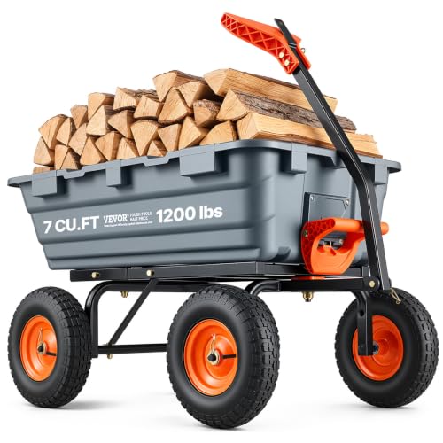 VEVOR Heavy Duty 1200lbs 7 Cu.Ft Wheelbarrow Garden...