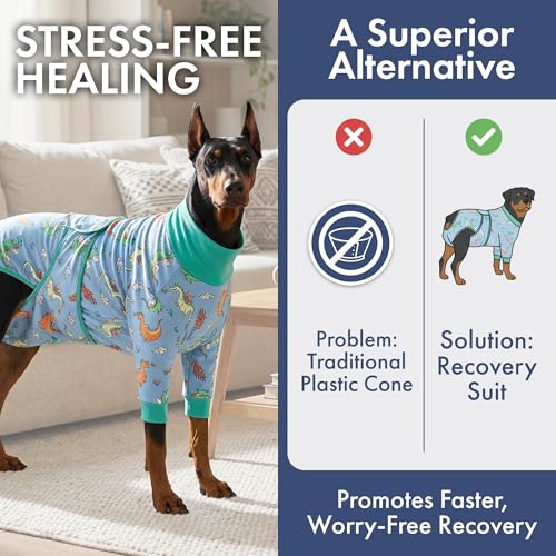 Image of Spark Paws Dog Recovery Suit - Surgical Onesie After Surgery, Male & Female | Full-Body & Belly Coverage Post Spay, Neuter or Abdominal Surgery - a Soft Cone Alternative. Breathable; Fits All Breeds