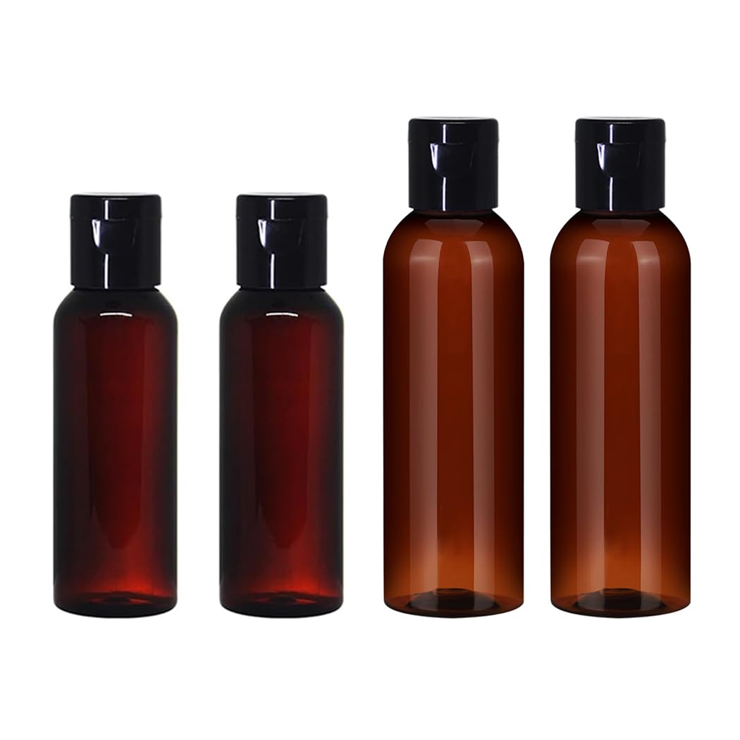 nsb herbals 50 & 100 ml Combo of Empty Amber Plastic Flip Top Cap Bottles with Black Fliptop Cap For Sanitizer, Perfume, Rose Water, Travel, Other Diy Products, Refillable Reusable-picture-45