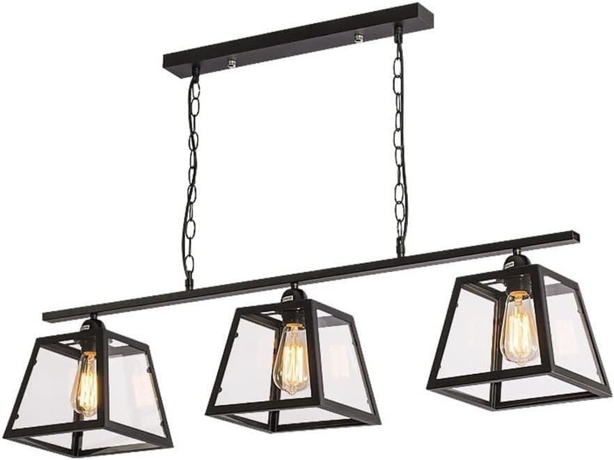 Panneaux de verre transparent et fer forgé pour ce lustre chic