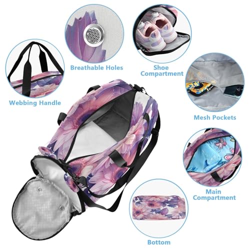 YETTASBIN Sport Travel Duffel Bag for Girls Boys, Sunflower Large Waterproof Weekender Overnight Bag, Detachable Shoulder Strap Gym Bag with Shoe Compartment & Wet Pocket4