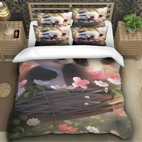Housse de couette loutre microfibre douce lit double anti-pli