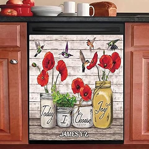 Pegatinas para neveras MLGB - Adhesivo floral para lavavajillas Cover