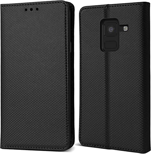CUSTODIA LIBRO SMART MAGNET COLORE NERO per SAMSUNG GALAXY A5 2018 / A8 2018