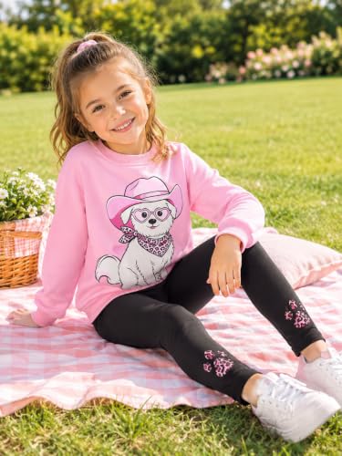 Image of Little Girls Outfits 2 Piece Toddler Long Sleeve Sweatshirt Leggings Pants Fall Winter Clothing Set 2-10 Years