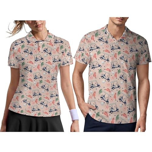 Men's Funny Golf Set Couple Golf Shirts,Matching Hawaiian Golf Shirt