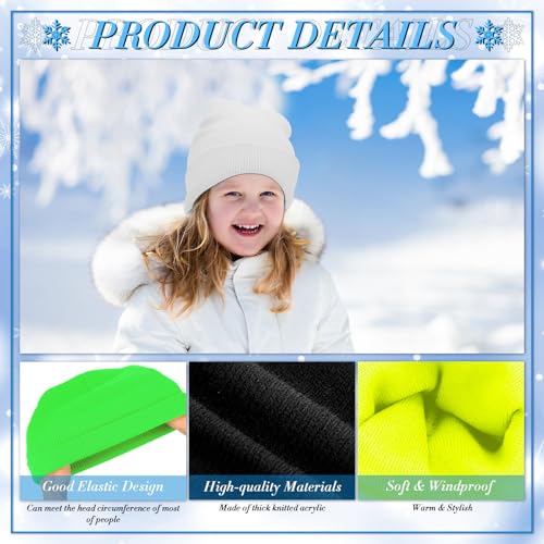 Image of Handepo 60Pcs Kids Winter Beanie and Gloves Bulk Knit Hats Gloves Warm Unisex Cold Weather Winter Gifts for Boy Girl Homeless