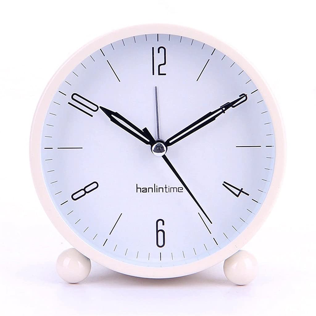 Hrwly Wit Mute Alarm Clock Desktop Round Digital H Luminous Bedroom Bedside Small Decoration(Wit)