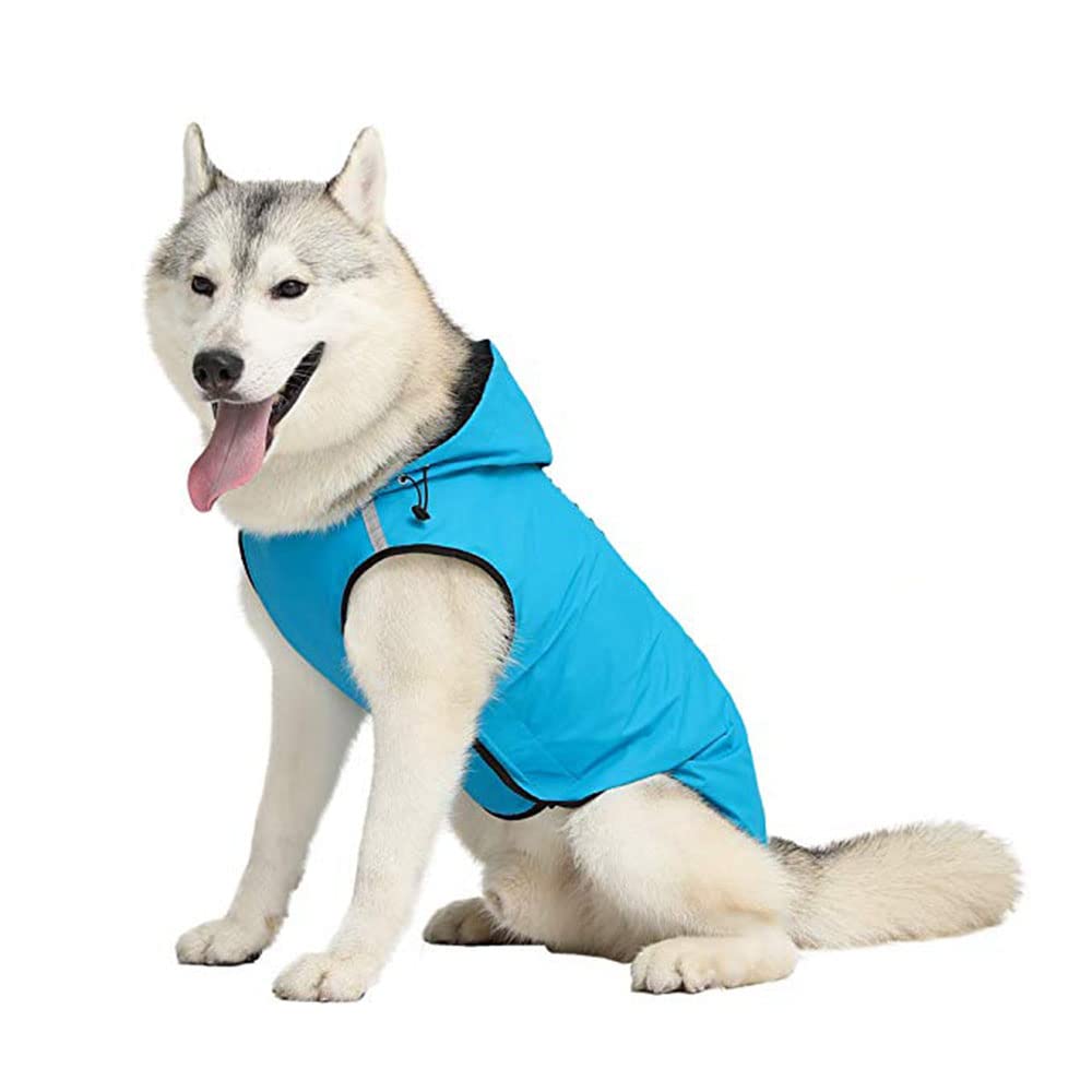 Impermeabile per Animali Domestici Abbigliamento per Animali Domestici Tessuto Impermeabile Riflettente di Sicurezza Abbigliamento per Cuccioli,Blu,XXL