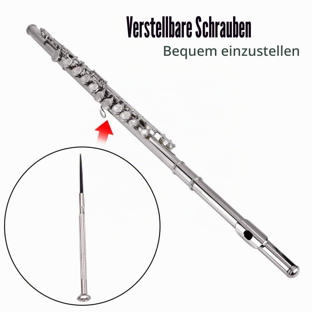 C Flöte 16 geschlossen Löcher Querflöte, 16 Löcher C Tonart Holzblasinstrument mit Korkfett Reinigungstuch Stock Lederbox