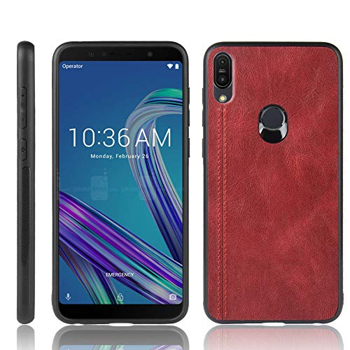 Jiajihua Funda Compatible con ASUS Zenfone MAX Pro (M1) ZB602K,Compatible con ASUS Zenfone MAX Pro (M1) ZB601KL [PU Textura de Cuero] [PU+PC+TPU] Funda Protectora de cámara 3 en 1 Red